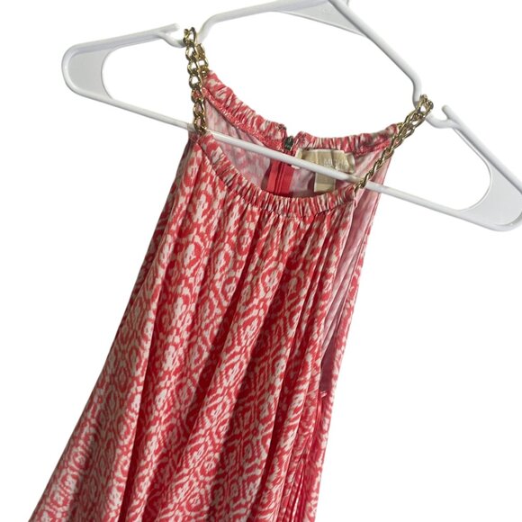 Michael Kors Small Red/White Patterned Maxi Dress Chain Straps - Picture 3 of 4